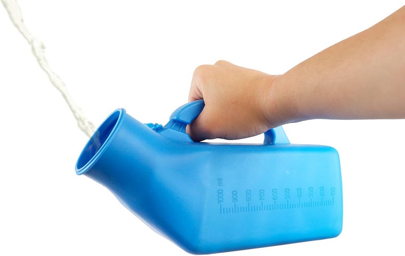 PEPE Mobility Urinals for Men Spill Proof (2 Pack) - 32 oz/ 1000 ml, Portable Urine Bottle Bed Pan, Blue, Thick Plastic Pee Urinal Bottle - Image 2